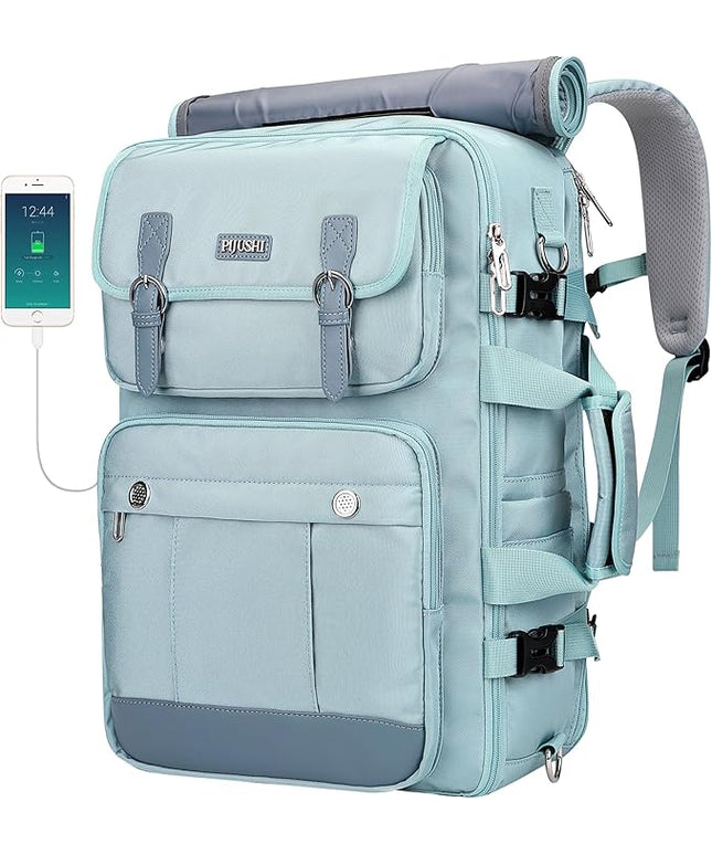 PIJUSHI Travel Backpack for Women Carry on Luggage Backpack Convertible Large Laptop Duffel Bag for Airplanes(PE049 Teal Blue)