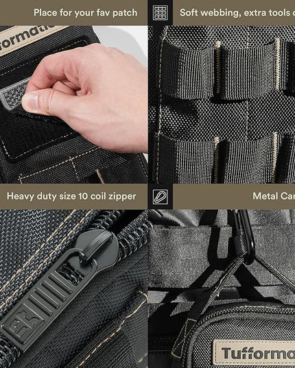 Heavy Duty Small Tool Bag Pouch Portable Utility Organizer Case with Zipper Handle. Perfect for EDC, Motorcycle, Road Bike, Electricians & More