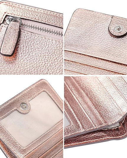 AINIMOER Small Leather Wallet for Women, Ladies Credit Card Holder RFID Blocking Women's Mini Bifold Pocket Purse