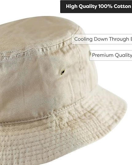 The Hat Depot Bucket Hat - Unisex 100% Cotton & Denim UPF 50 Packable Summer Travel Beach Sun Hat