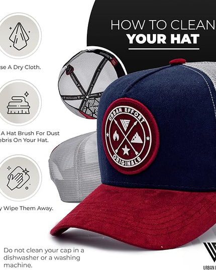 Urban Effort Mesh Back Cap - for Men and Women Baseball Hat 5-Panel Trucker Hat - Great Snapback Closure for Hunting & Hiking