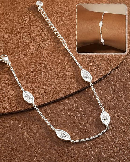 FUNEIA Dainty Silver Gold Bracelets for Women Trendy Non Tarnish 14K Gold Plated Waterproof Diamond Bracelets Cute Stackable Heart Butterfly Clover Cross Evil Eye Charm Bracelet Stack Jewelry Gifts