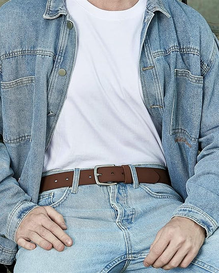 VATAN Men's Genuine Leather Casual Every Day Jeans Belts, Handmade Men Leather Belt with Gift Box