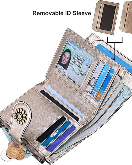Lavemi Womens Leather Wallet Small Compact RFID Blocking Credit Card Case Purse with Zipper Pocket | Small, Compact, RFID Blocking, Zipper Pocket, Small, Compact