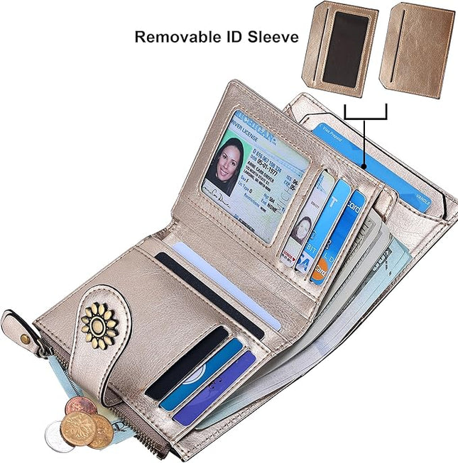 Lavemi Womens Leather Wallet Small Compact RFID Blocking Credit Card Case Purse with Zipper Pocket | Small, Compact, RFID Blocking, Zipper Pocket, Small, Compact