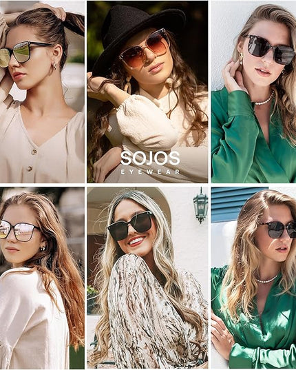 SOJOS Sunglasses for Women Men Vintage Style Shades SJ2157
