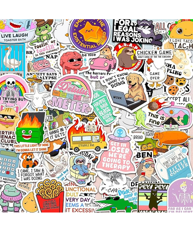 Delulu is Da Solulu by Puraesla - 300PCS Funny Holographic Stickers for Adults - Sarcastic Meme Decals for Friends,Co Workers Waterproof Vinyl for Laptop, Water Bottle, Journal