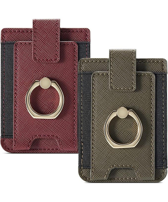 BIAJIYA Phone Card Holder RFID Leather Wallet Credit Adhesive Cell Case Stick-on Card Holder for Women and Men Back of Phone for Most of Smartphones