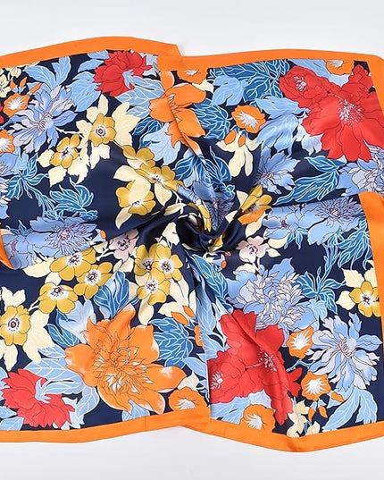 MINIDORA Satin Scarves for Women 27.5 × 27.5 inches Medium Square Elegant Silk Feeling Head Scarf