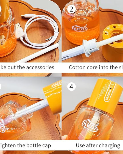 Smart Car Air Freshener,100ml Essential Oil Diffuser Aroma Diffuser, 3 Mode Adjustable Mini Scent Spray for Car with Touch Switch, Automotive Humidifier for Gift(Orange, Lavender)