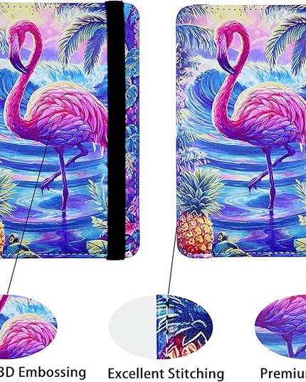 Passport Holder for Women and Men PU Leather Passport Cover for Travel (Flamingo)