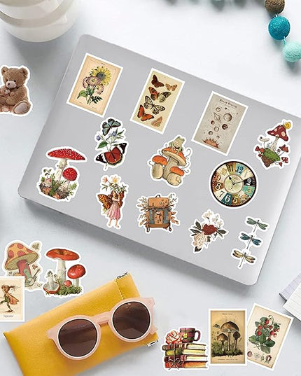 300 PCS Vintage Stickers, Aesthetic Waterproof Vinyl Stickers for Scrapbook Journaling Planners and Journals, Cottagecore Retro Sticker Pack for Water Bottles Laptop, Scrapbooking Supplies for Adults