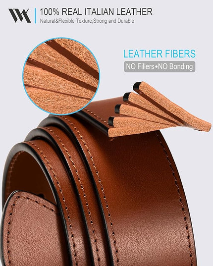 WOLFANT Men's 35mm Dress Casual Belt,100% Italian Full Grain Real Solid Leather