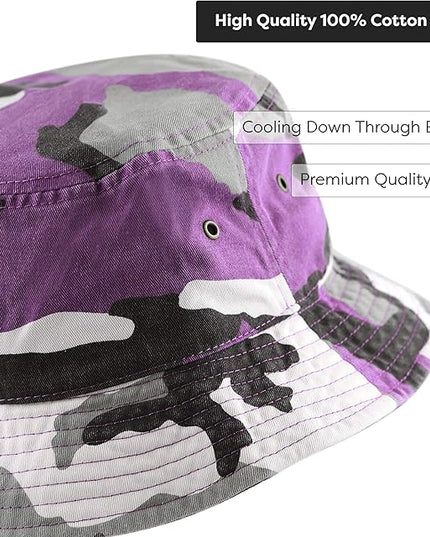 The Hat Depot Bucket Hat - Unisex 100% Cotton & Denim UPF 50 Packable Summer Travel Beach Sun Hat