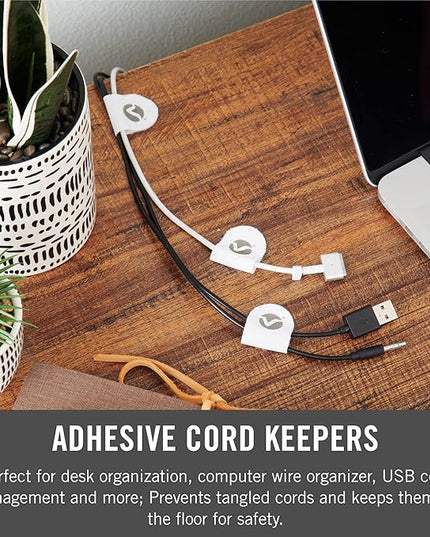 VELCRO Brand Cord Keepers | Soft Nylon Cable Clips Organize Wires in Home, Office, Desk or Nightstand | Removable Adhesive Back Holds Secure, Removes Clean | 10pk, White