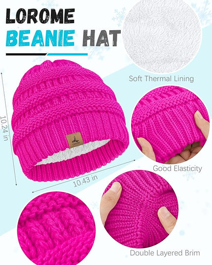 Winter Beanie Hat Scarf Gloves, Warm Fleece Knit Hats Touch Screen Gloves Neck Scarf Set Winter Gifts for Unisex Adult