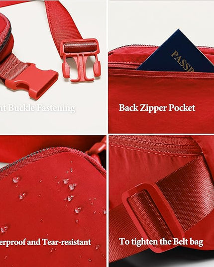 YOSHUYUKI Fanny Pack Cross Body Bag Small Crossbody Bags for Women Men Trendy Nylon Waterproof Mini Purse Travel Running Belt Lulu Dupes Bum Hip Chest Waist Pack Side Bag Must Have Red