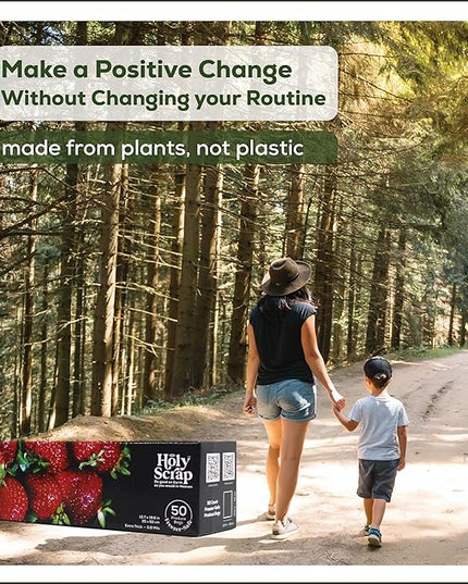 100% Compostable Produce Freezer Bags 3 Gallon Size - 50 Pack - Freezer Safe Bag for Food Storage, Eco Friendly, Plant Based Recyling Kitchen Storage Bags - BPI Certified, OK Compost Home