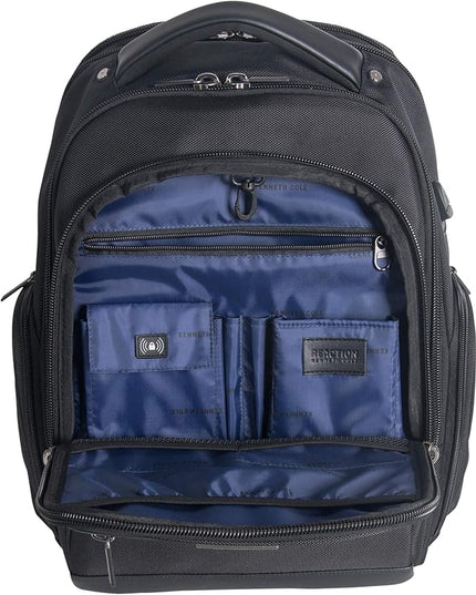 Kenneth Cole Reaction ProTec Travel Business Backpack 17" Laptop Computer TSA Checkpoint-Friendly Bookbag With USB Port, Black