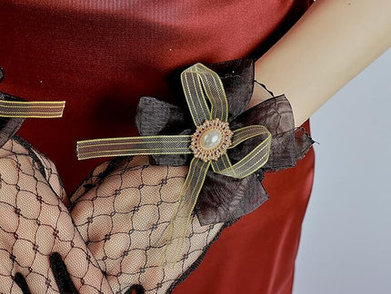Sahabowi Satin Gloves Formal Bridal Banquet Party Wedding Opera Solid Colorful Mitten For Women