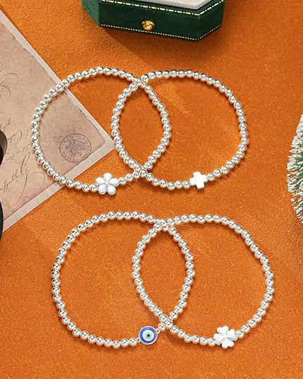 Gold Bracelets for Women 14K Gold Beaded Bracelets Stackable Bracelets for Women Gold Charm Bracelet Non Tarnish Gold Jewelry for Women Trendy