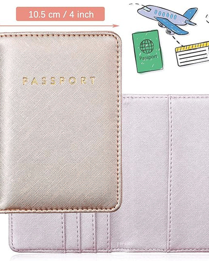 Weewooday 2 Set Mr and Mrs Passport Covers Holder and Luggage Tags Cute Leather Wallets Holder Travel Luggage Tags for Women Men Gift(Purple, Pink)