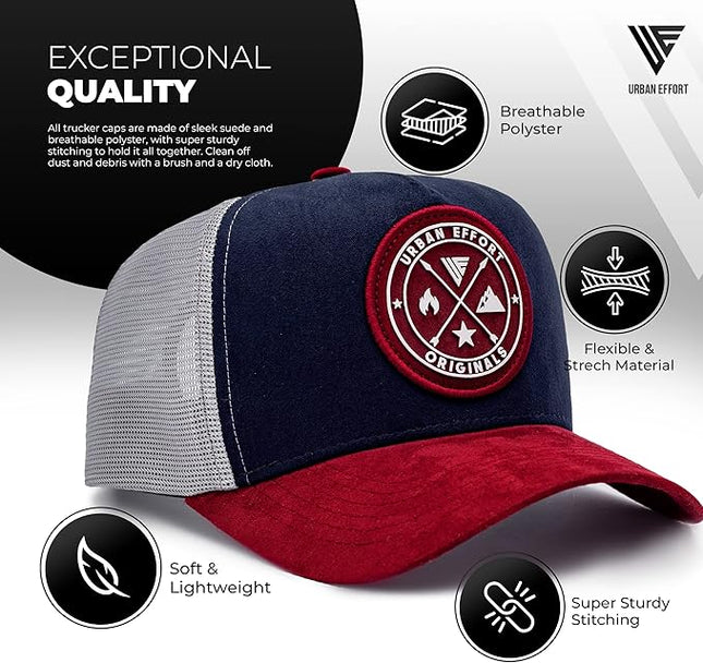 Urban Effort Mesh Back Cap - for Men and Women Baseball Hat 5-Panel Trucker Hat - Great Snapback Closure for Hunting & Hiking