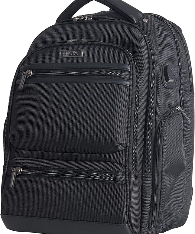 Kenneth Cole Reaction ProTec Travel Business Backpack 17" Laptop Computer TSA Checkpoint-Friendly Bookbag With USB Port, Black