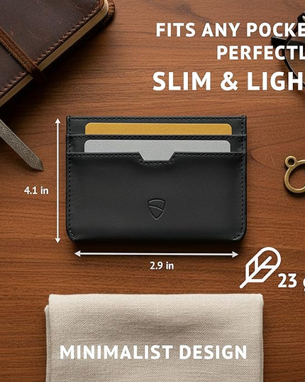 Vaultskin MOORGATE Slim Card Holder - Minimalist Leather Wallet, RFID Blocking Sleeve, Fits Front Pocket, for Men and Women