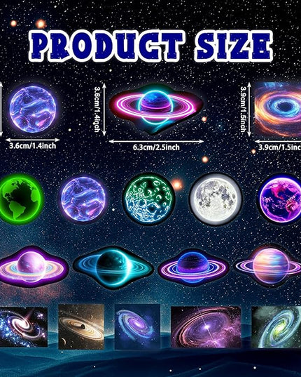 Neon Planets Water Bottle Stickers for Kids, 70 PCS Vinyl Space Waterproof Decals for Laptop Phone Case, Solar System Decor for Adults Kids Girls Boys