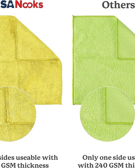 USANOOKS Microfiber Cleaning Cloth Yellow - 24 Pcs 12.5"x12.5" - High Performance - 1200 Washes, Ultra Absorbent Towels Weave Grime & Liquid for Streak-Free Mirror Shine - Car Washing Cloth