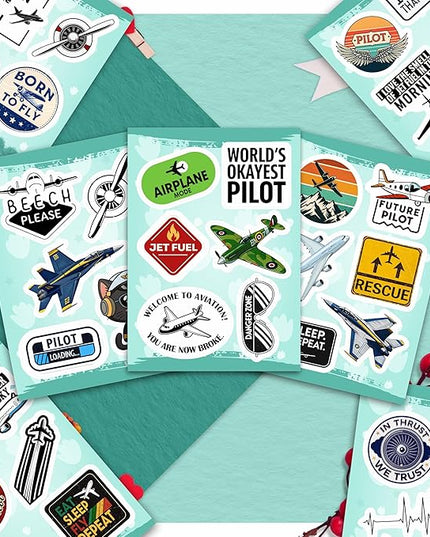 100Pcs Aviation Stickers and Decals Waterproof - Pilot Stickers for Laptop, Airplane Decals - Aviation Gifts for Pilots - Gift for Women & Men