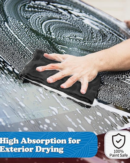 FIXSMITH Microfiber Cleaning Cloth, Shop Towels Bulk, 24 Pack Black Microfiber Towels for Cars, All-Purpose Absorbent Cleaning Rags, Dust Cloth for Automotive, Mechanic, Garage, Bar, 12 x 11 inch