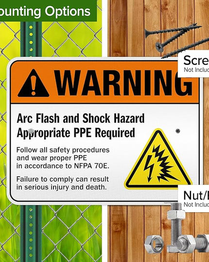 Warning Arc Flash And Shock Hazard Appropriate PPE Required Sign, 18x24 Inches, 3M EGP Reflective .080 Aluminum, Fade Resistant, Made in USA by My Sign Center