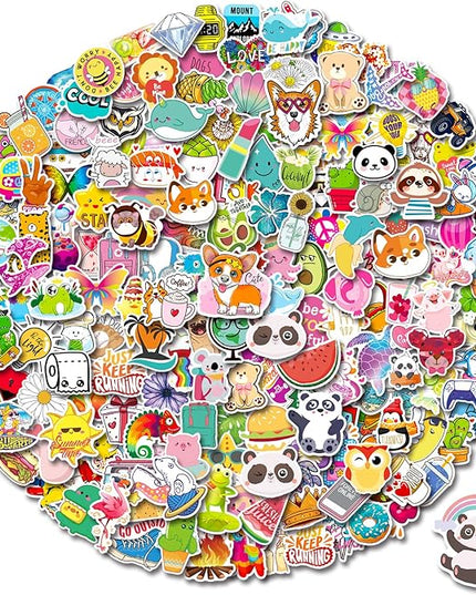 300 PCS Cute Stickers Vsco Stickers for Water Bottles Waterproof Cute Stickers for Kids Teens Girls Aesthetic Vinyl Stickers for Water Bottles Flask Phone Laptop Skateborad Stickers, Sticker Pack