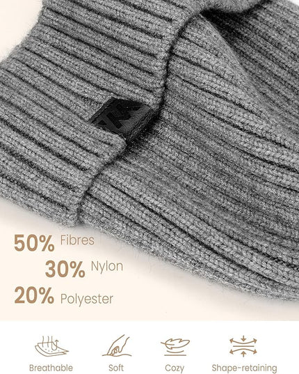 Winter Beanie Hat for Men & Women, Fleece Lined Thermal Knit Hat Ski Beanie Skull Cap Cuffed Cap for Cold Weather