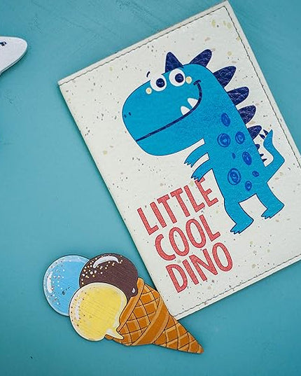 Passport Cover for Kids, Women and Men, Cute Travel Passport Holder (Little Cool Dino)