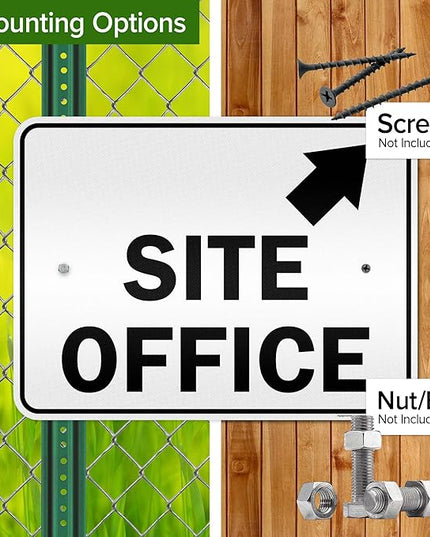 Site Office Up Right Arrow Sign, 18x24 Inches, 3M EGP Reflective .080 Aluminum, Fade Resistant, Made in USA by My Sign Center