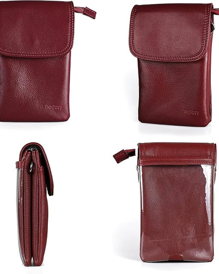 befen Genuine Leather Small Crossbody Bags for Women Cell Phone Bag Cross Body Purses,Silver Zipper