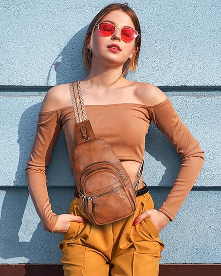 HESHE Sling Bag for Women Anti Theft Small Crossbody Bags Leather Fanny Pack Cross Body Purse for Travel