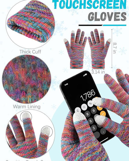 Winter Beanie Hat Scarf Gloves, Warm Fleece Knit Hats Touch Screen Gloves Neck Scarf Set Winter Gifts for Unisex Adult