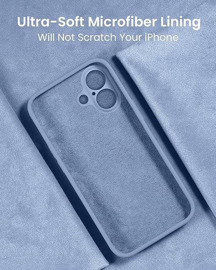 FireNova Designed for iPhone 16 Plus Case, Silicone Upgraded [Camera Protection] Case with [2 Screen Protectors], Soft Anti-Scratch Microfiber Lining Inside, 6.7 inch, Light Blue