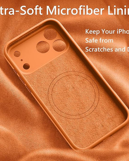 FireNova Magnetic for iPhone 17 Pro Max Case, Compatible with MagSafe, [Integrated Silicone Camera Control Button] [Camera Protection] Anti-Scratch Microfiber Lining Phone Case, 6.9", Orange