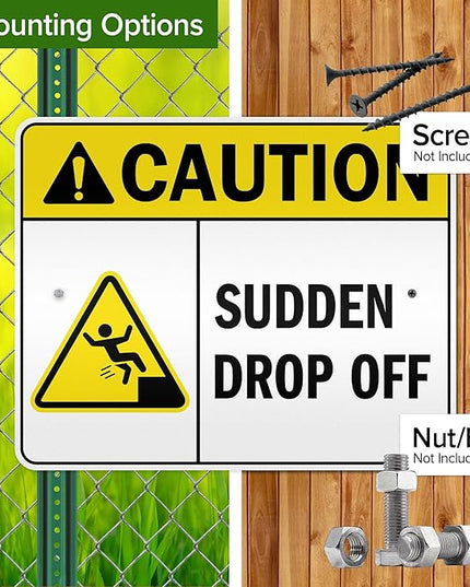Caution Sudden Drop Off Sign, 24x30 Inches, 3M EGP Reflective .080 Aluminum, Fade Resistant, Made in USA by My Sign Center