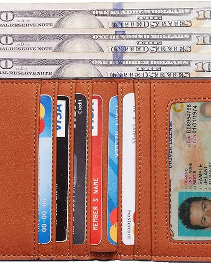 Toughergun Women’s Small Slim Leather Wallet with RFID Protection, Compact Bifold Mini Purse with Clear ID Window