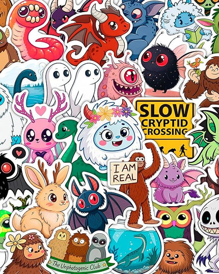 100Pcs Cryptid Stickers Waterproof, Decals - Cryptids Gifts, Party Supplies - Gift for Women & Men