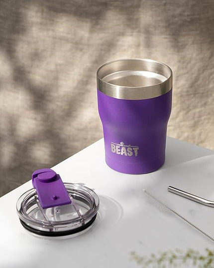 Beast 10 oz Tumbler Stainless Steel Vacuum Insulated Coffee Ice Cup Double Wall Travel Flask (Purple)