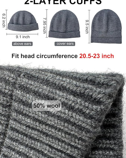 vidsel Thin Wool Fisherman Beanie Hat for Men Women Fall Winter,Short Knit Cuffed Fashion Trawler Skull Cap,Watch Cap