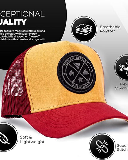 Urban Effort Mesh Back Cap - for Men and Women Baseball Hat 5-Panel Trucker Hat - Great Snapback Closure for Hunting & Hiking