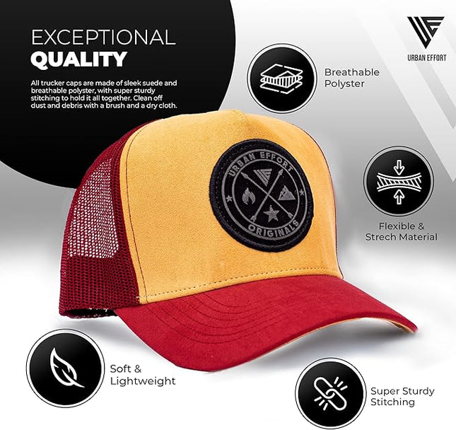 Urban Effort Mesh Back Cap - for Men and Women Baseball Hat 5-Panel Trucker Hat - Great Snapback Closure for Hunting & Hiking